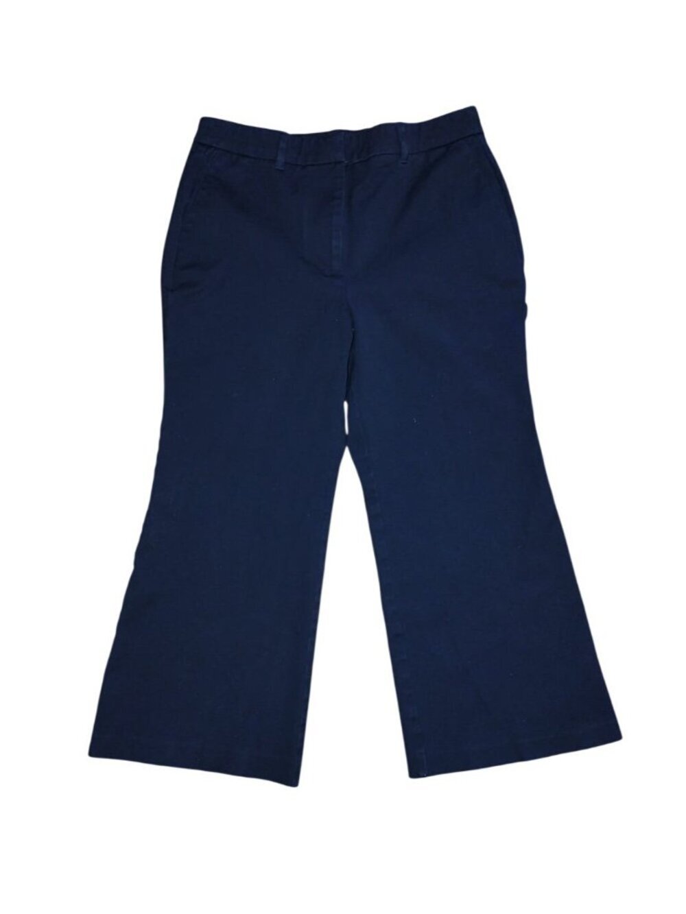 Boden Women's Navy Blue Wide Leg Pants US 8P Cotton Blend Office Career Trouser